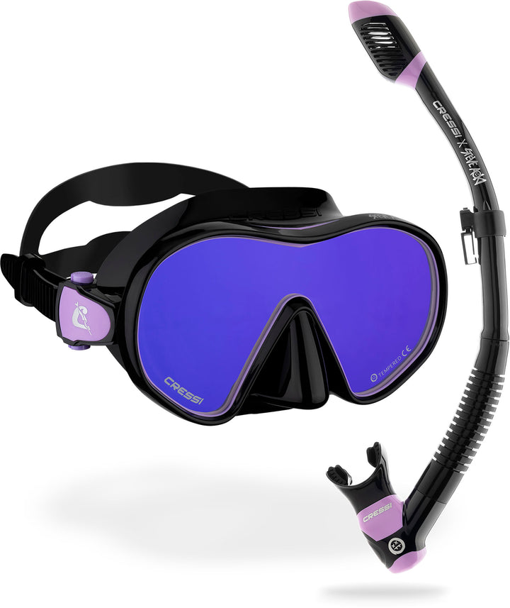 Cressi x Steve Aoki HiroQuest snorkel set, Limited Edition Black/Purple