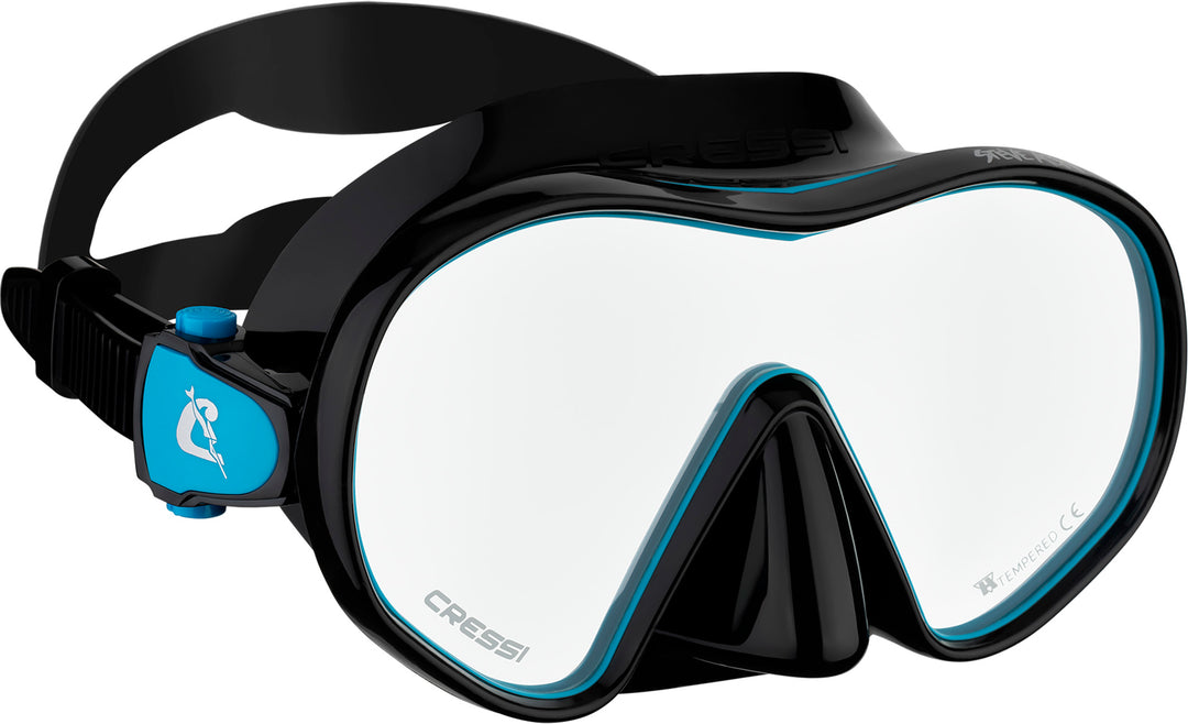 Cressi x Steve Aoki HiroQuest snorkel set, Limited Edition Black/Turquoise