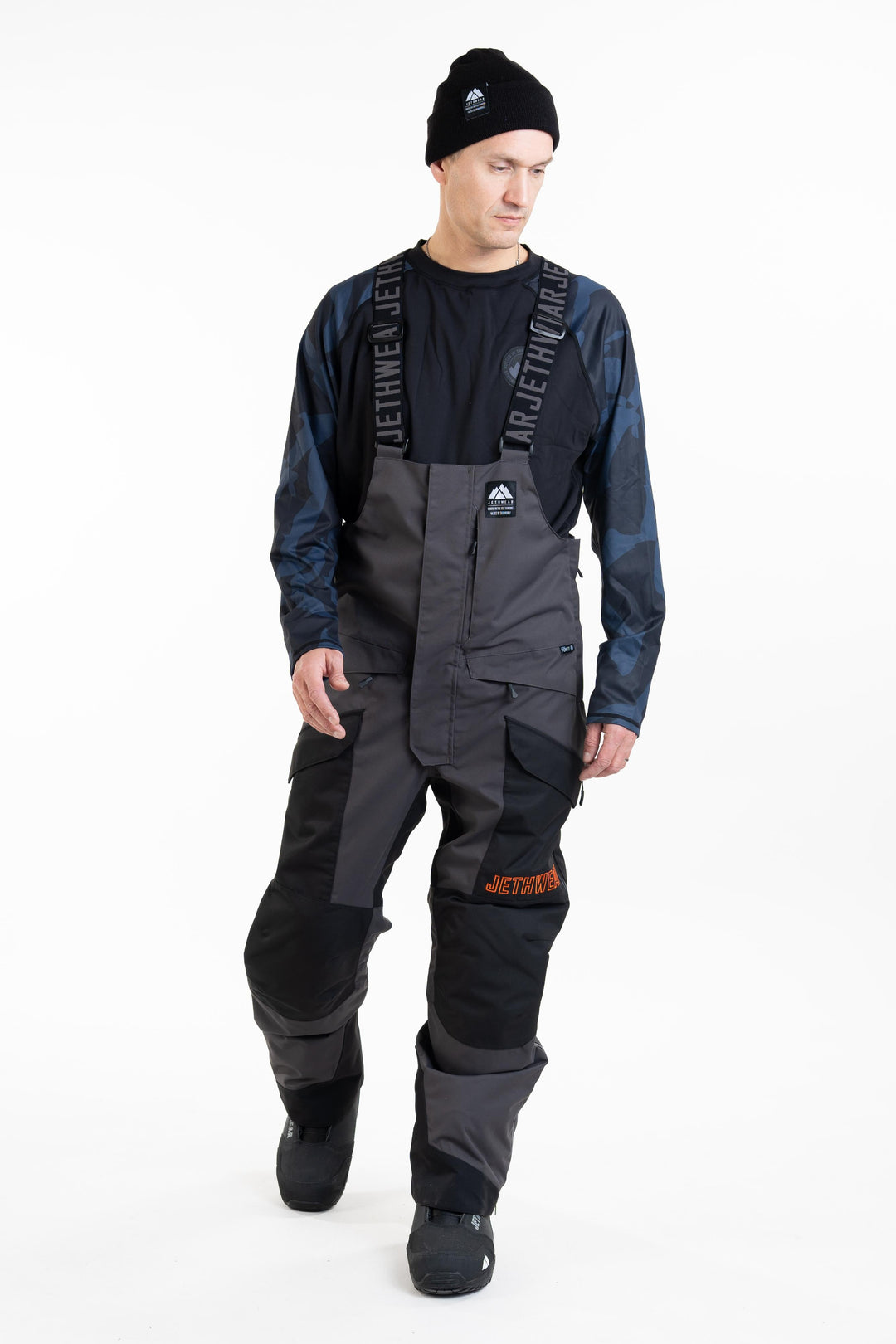 M's Treeline Bib Pant - Black/Iron/Orange - Kuori