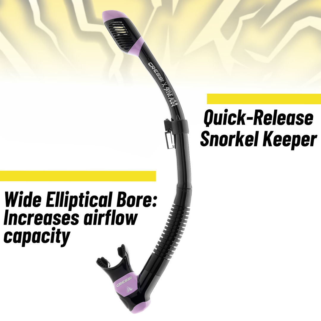 Cressi x Steve Aoki HiroQuest snorkel set, Limited Edition Black/Purple