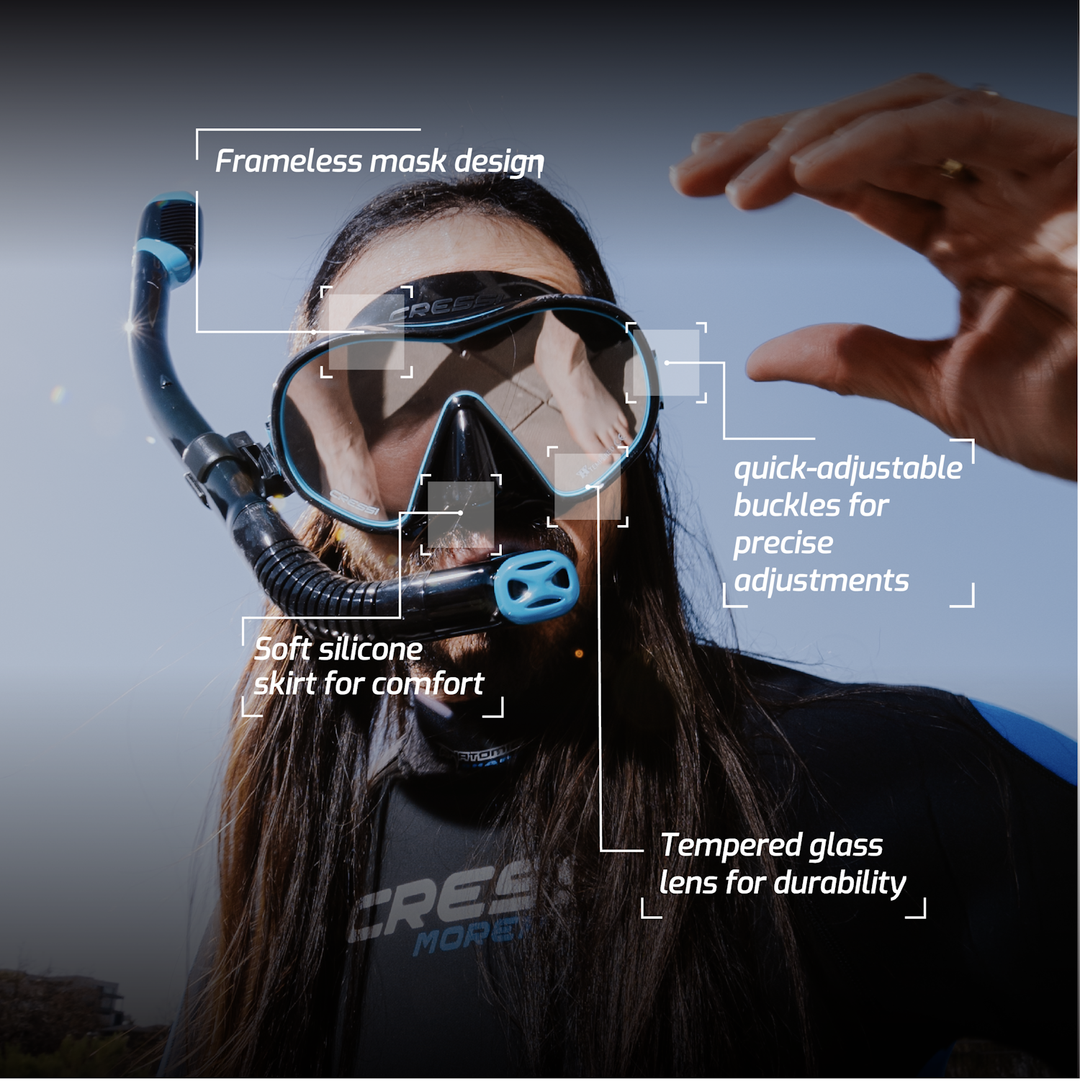 Cressi x Steve Aoki HiroQuest snorkel set, Limited Edition Black/Turquoise