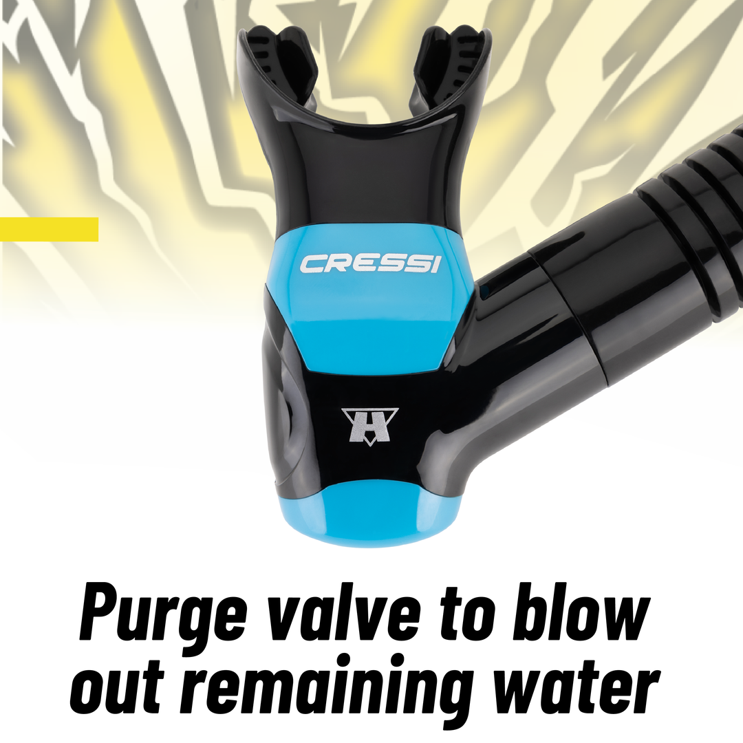 Cressi x Steve Aoki HiroQuest snorkel set, Limited Edition Black/Turquoise