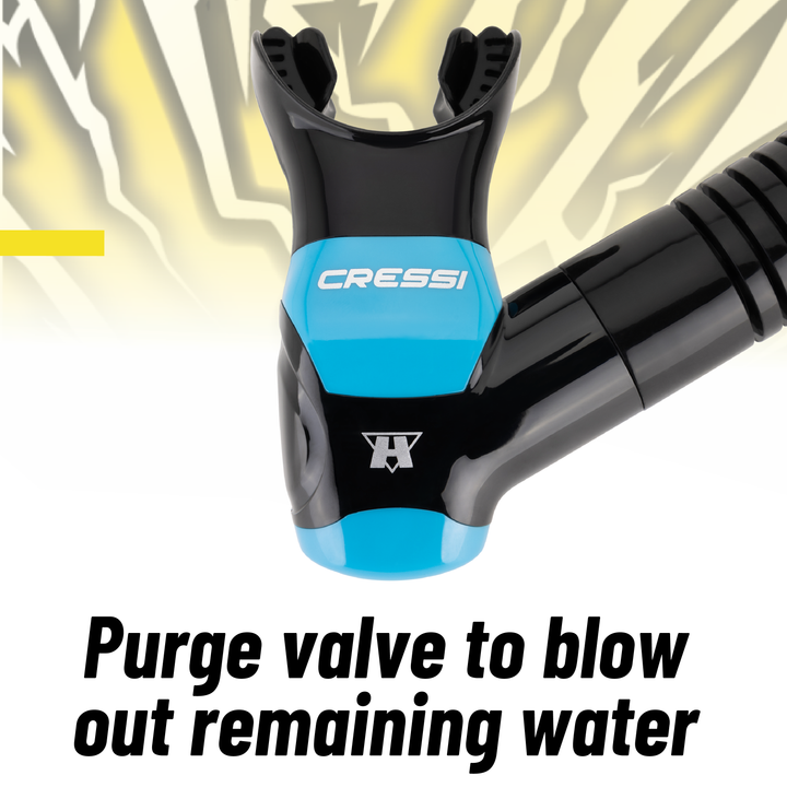 Cressi x Steve Aoki HiroQuest snorkel set, Limited Edition Black/Turquoise