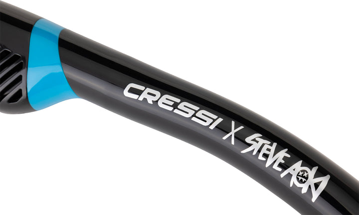 Cressi x Steve Aoki HiroQuest snorkel set, Limited Edition Black/Turquoise